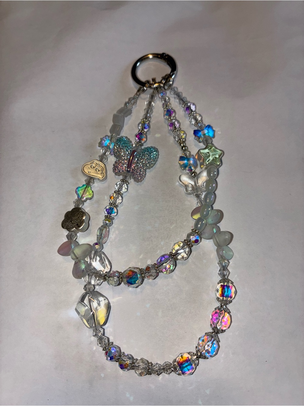 Handcrafted beaded Charm Key Ring key chain butterfly
